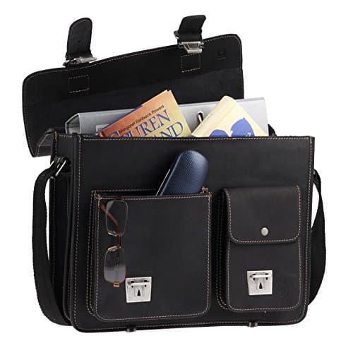 Leather satchel with 2 gussets