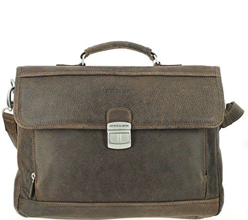 Napkin briefcase with 1 gusset Chestnut Arthur and Aston
