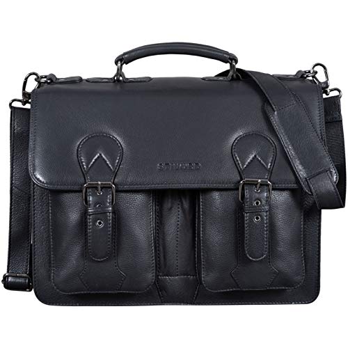 A classic and elegant look for this XXL prof XXL schoolbag with black leather shoulder strap Stilord with twin pockets