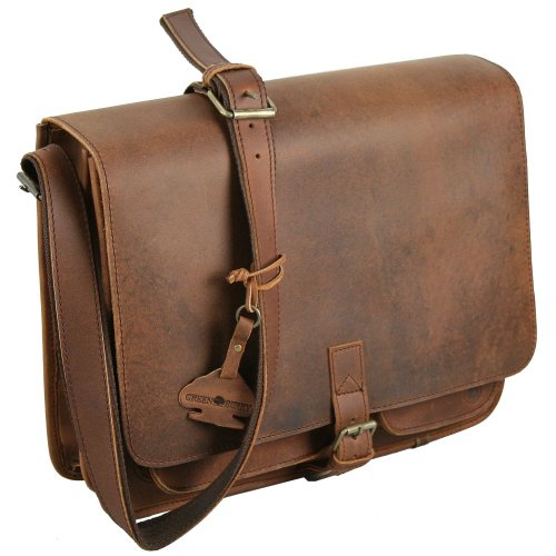 Briefcase Briefcase with 2 gussets in leather, Greenburry briefcase