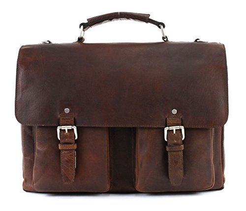 Brown leather satchel with 2 gussets, Leonard Heyden