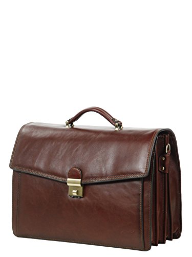 Classic 4-gusset brown leather satchel