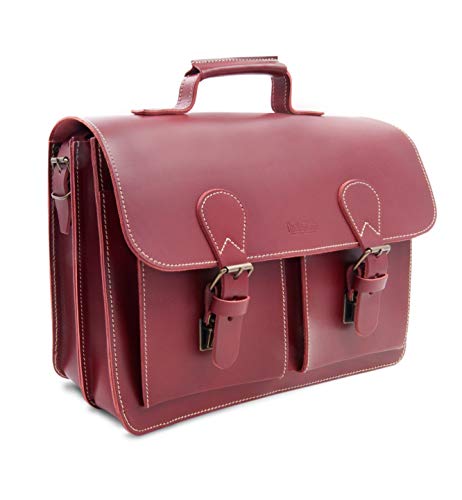 German schoolbag by Thielemann, the red ultra resistant leather schoolbag for schoolteachers