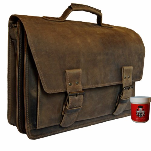 Large 2 gusseted Vintage leather satchel, spacious for teachers, with removable Vintage shoulder strap