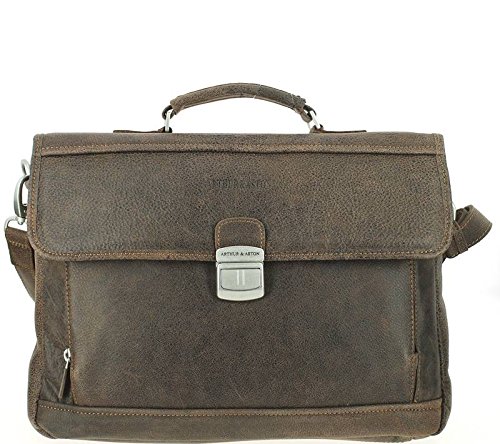 Napkin briefcase with 1 gusset Chestnut Arthur and Aston
