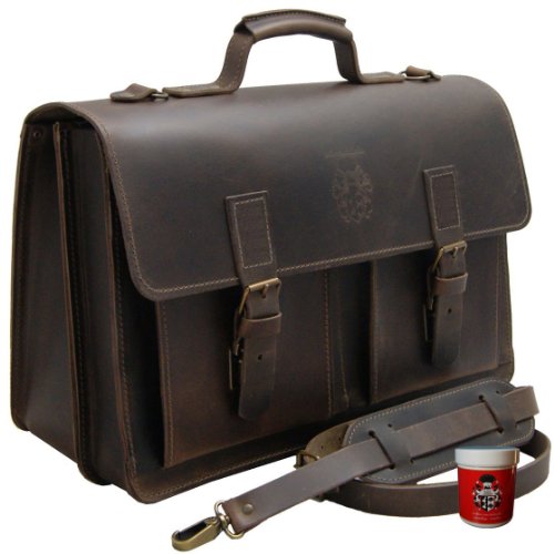 Nice retro and original design for this elegant leather satchel with 2 gussets.