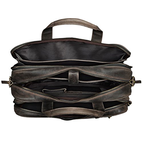 Stilord brown leather computer bag with shoulder strap