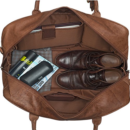 Stilord brown vintage leather travel bag