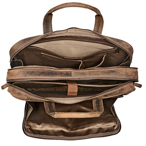 Stilord leather business satchel with 2 gussets