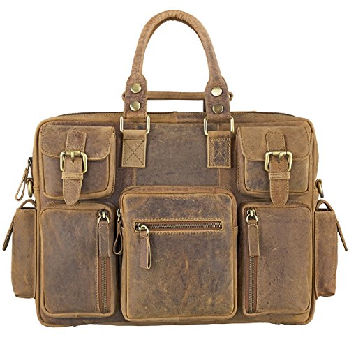 Stilord vintage leather satchel bag with original multi-pocket look