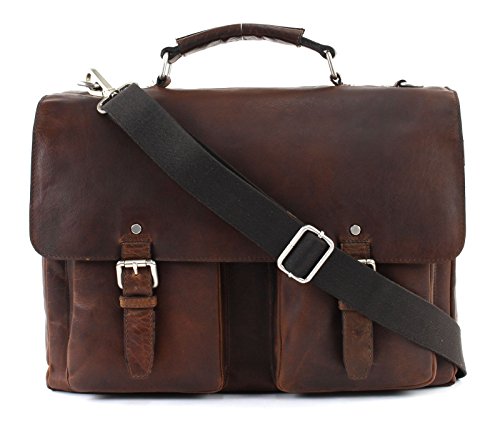 Very nice deep brown leather satchel for men with removable shoulder strap.