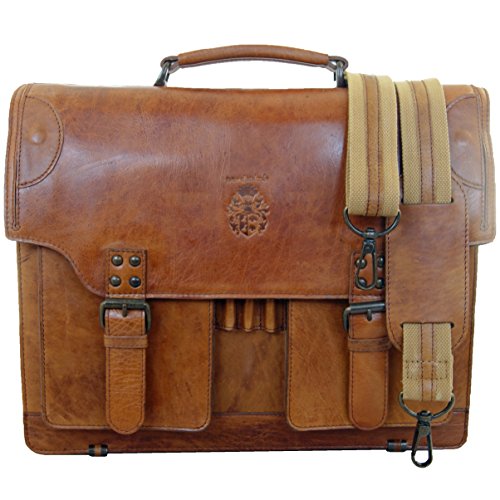 Vintage leather satchel with 2 gussets for teacher or student Baron de maltzahn