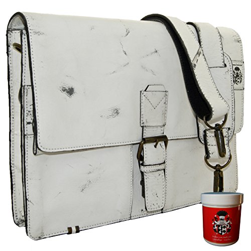 White leather satchel really original and out of the ordinary. Signed Baron de Maltzahn.